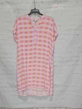 4/$20 Lightweight Pink & Peach Check Shift Dress
